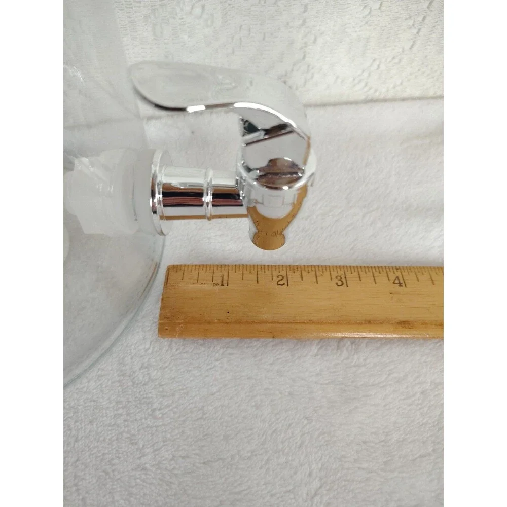 Glass Beverage Dispenser Jar Clear Round  Metal Lid Spigot 1 Gallon